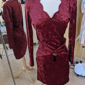 Beautiful velvety magenta midi dress